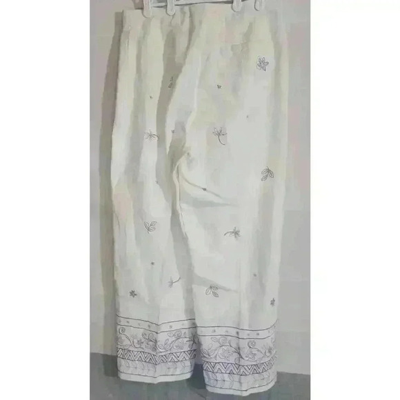 Carroll Reed Womems Linen Pants Size 10 Lined Embroidered Beach - Picture 6 of 13